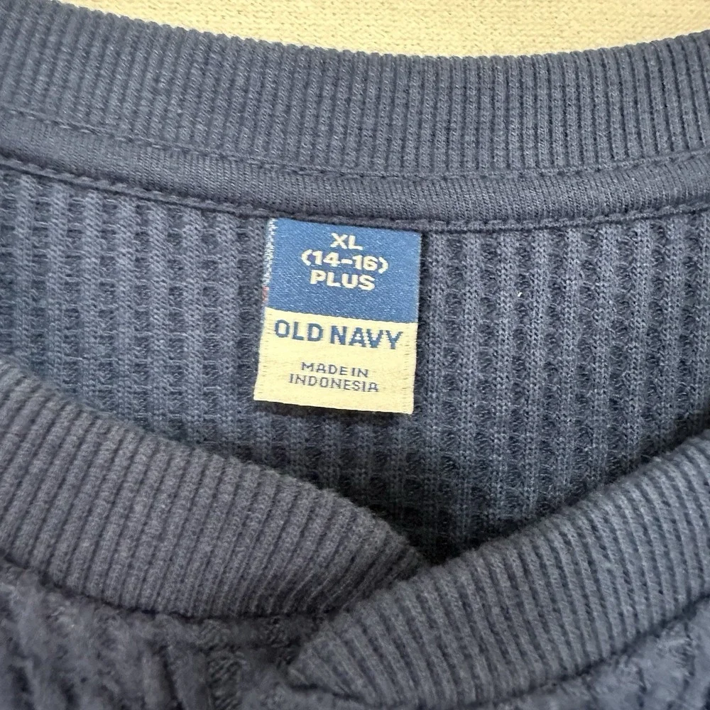 Old Navy Boys‎ Long Sleeve Thermal Knit Pullover XL(14-16) Plus Navy Blue NWT